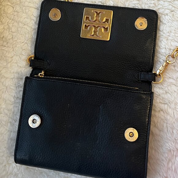 Tory Burch Black Leather Crossbody Bag | Removable Gold Chain and Leather Strap - Picture 4 of 7